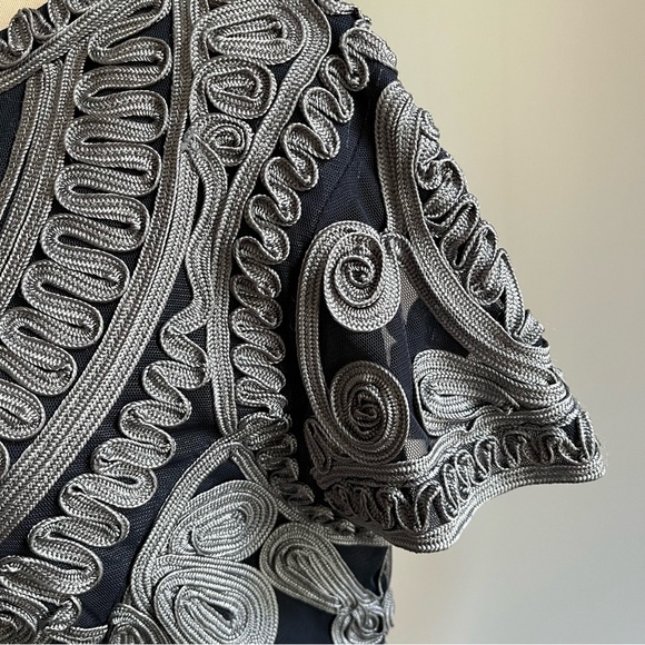 JS Collections Short Sleeve Mesh Cocktail Dress Size 12 Soutache Sheer Cocktail - Picture 9 of 15